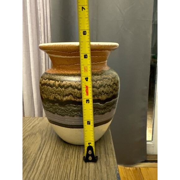 Vintage Royal Haeger USA Vase Earth Striped Southwestern Glaze 5.5” T X 4.25” W - Picture 6 of 7